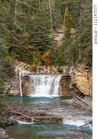 Waterfall in Johnston Canyon, Banff National Park, Canadian Rockies, Alberta, Canada. 112147377