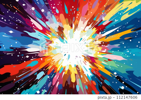 カラフルな宇宙の大爆発：エネルギッシュなアート作品 AI画像 64 112147606