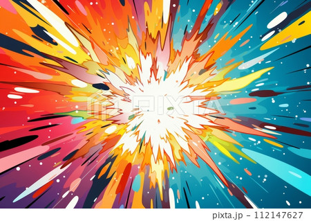 カラフルな宇宙の大爆発：エネルギッシュなアート作品 AI画像 85 112147627