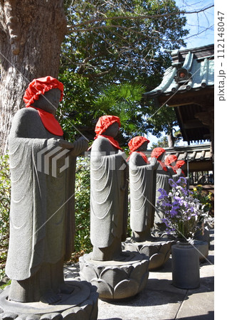 梅の花が咲く藤沢常立寺とお地蔵さん 梅の花が咲く藤沢常立寺とお地蔵さん 112148047