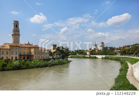 landscape on the river Adige in Verona 112148229