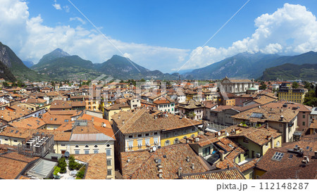 top view of the rooftops of the city of Riva del Garda 112148287
