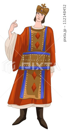 Byzantine man, prince character wearing crown 112148452