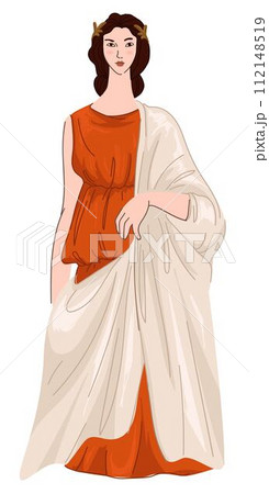 Woman wearing roman dress or robe, ancient look 112148519