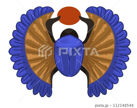 Ancient egypt, scarab beetle with sunshine symbol 112148548