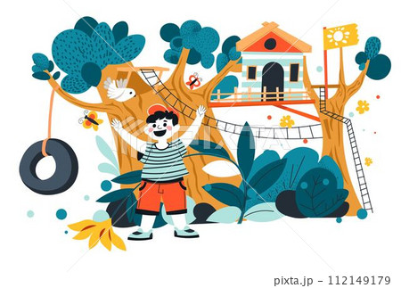 Amusement park for kid, child playing tree house 112149179