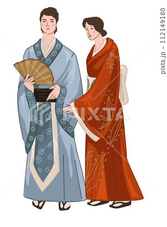 Man and woman wearing Japanese kimono clothes 112149180