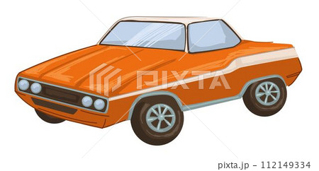 Retro vintage car of 1970s, old school transport Retro vintage car of 1970s, old school transport 112149334