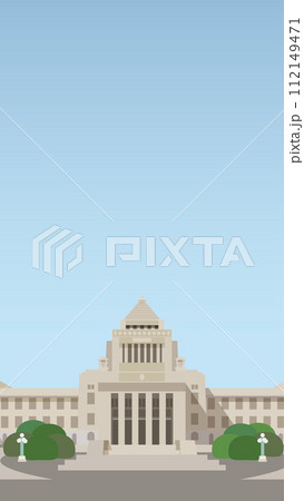 国会議事堂と国会前庭のベクターイラスト 国会議事堂と国会前庭のベクターイラスト 112149471