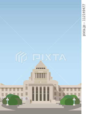 国会議事堂と国会前庭のベクターイラスト 国会議事堂と国会前庭のベクターイラスト 112149477