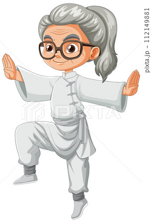 Elderly Woman Practicing Tai Chi 112149881