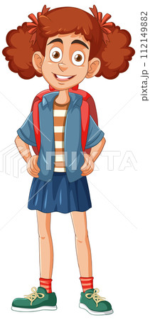 Happy Schoolgirl Ready for Class 112149882