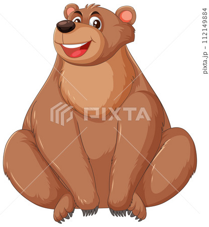 Cheerful Brown Bear Sitting Happily 112149884