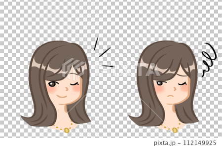 Illustration of a troubled woman & a woman who came up with a solution 112149925