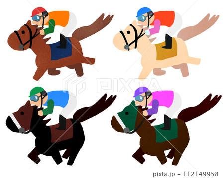 競馬で走る騎手と馬 112149958