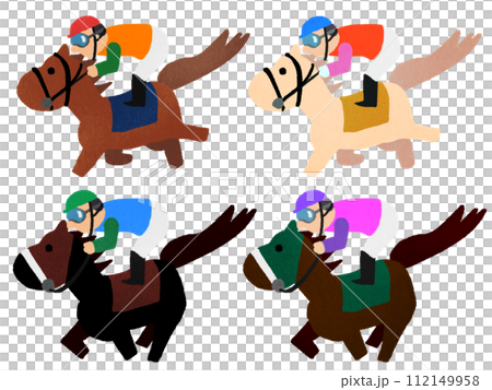 競馬で走る騎手と馬 112149958