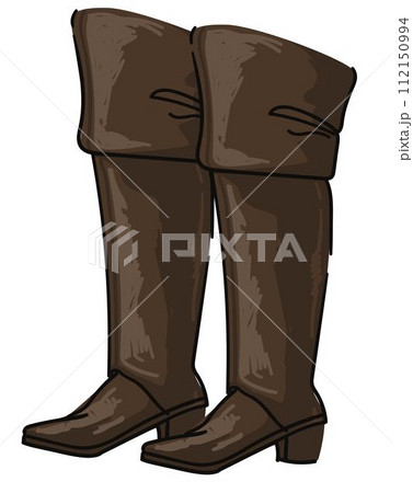 Vintage long boots with small heel for men vector 112150994