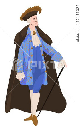 Rococo or baroque man with walking stick vector Rococo or baroque man with walking stick vector 112151022