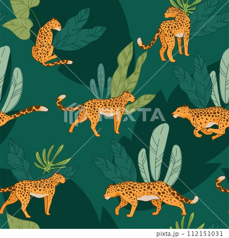 Leopard animal, cheetah with spot seamless pattern 112151031