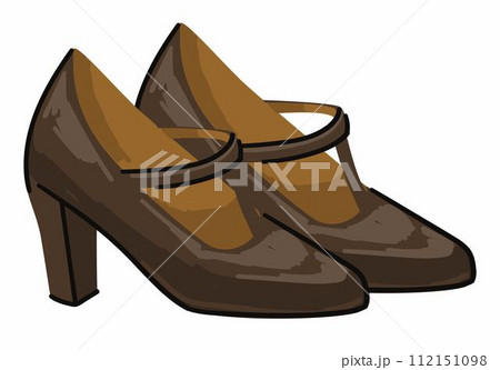 Vintage female shoes on high heel with straps 112151098
