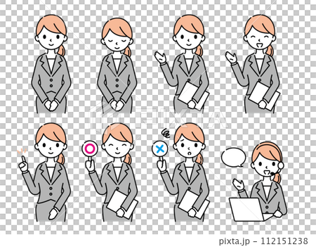 一套穿西裝的婦女的面部表情 一套穿西裝的婦女的面部表情 112151238