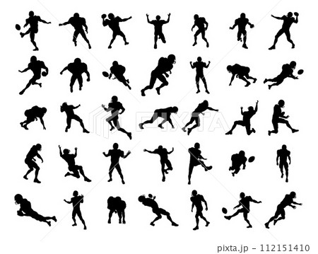 Lots of American Football Player Silhouettes 112151410