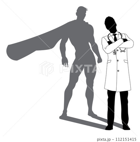 Superhero Doctor With Super Hero Shadow Silhouette 112151415