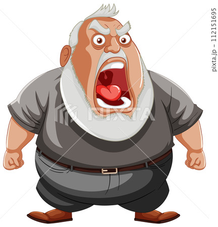 Angry Cartoon Man Yelling Loudly 112151695