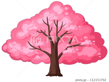 Whimsical Pink Blossom Tree Illustration 112151702