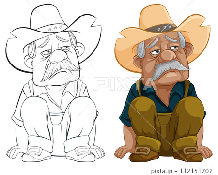 Sitting Cowboy Vector Illustration 112151707