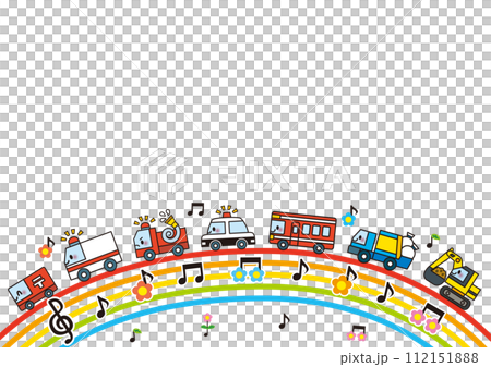 框架、車輛、汽車、工作車、生日、兒童、事件、派對、彩虹、可愛、幼兒園、幼兒園、 112151888