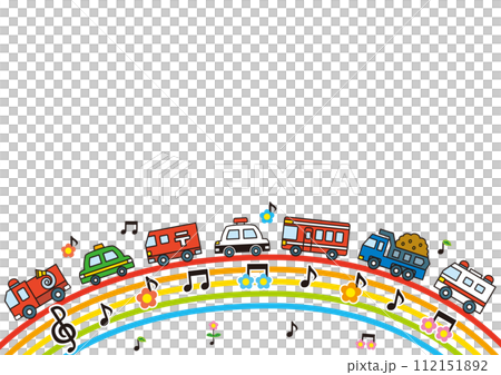 框架、車輛、汽車、工作車、生日、兒童、事件、派對、彩虹、可愛、幼兒園、幼兒園、 112151892