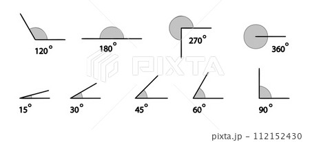 Different degrees angles set. Geometric mathematical degree angle isolated Different degrees angles set. Geometric mathematical degree angle isolated 112152430