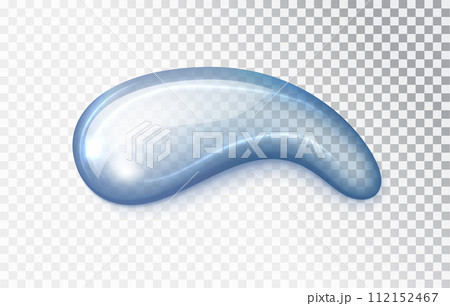 liquid cosmetic Blue transparent gel isolated. Transparent gel drop product sample. Realistic water spill. 112152467