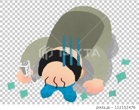 馬券を外して泣く男性 112152476
