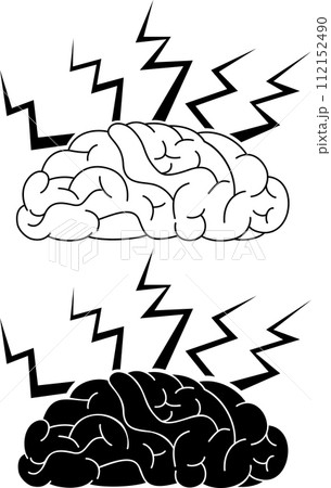 brain with lightning. Human brain. 112152490