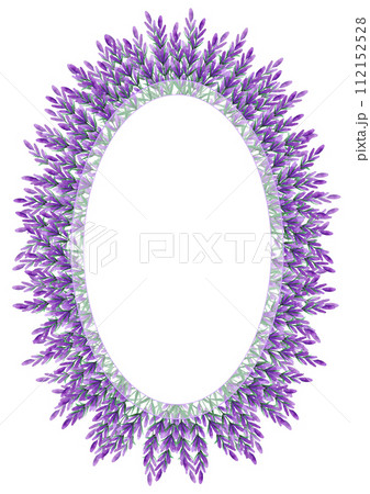 Hand drawn watercolor lavender wildflower frame border isolated on white background. Can be used for cards, invitation, poster and other printed products. 112152528