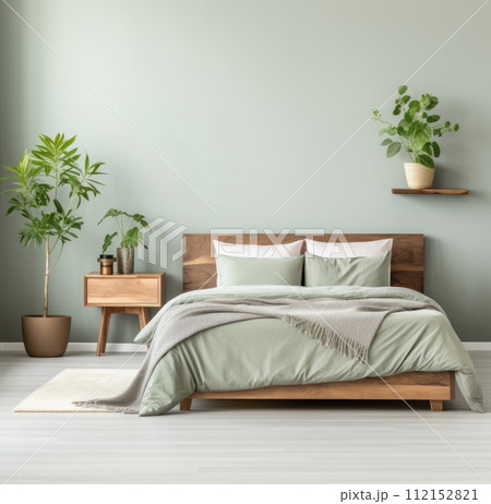 bedroom with plant and wooden dresser in the room 112152821