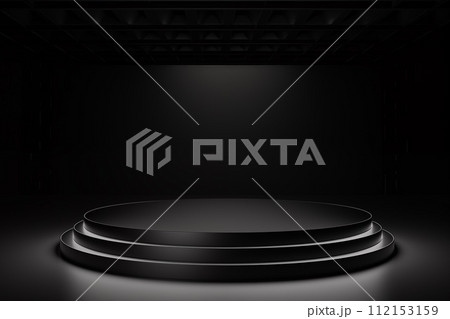 premium black tone displaying products podium by Generative AI 112153159
