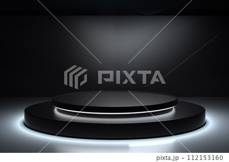 premium black tone displaying products podium by Generative AI 112153160