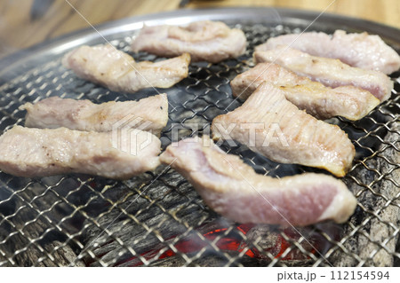 Korea bbq. pork shoulder butt. pork neck 112154594