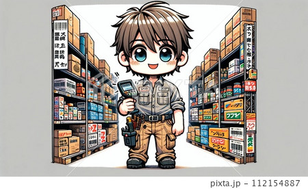 男性倉庫作業者 112154887