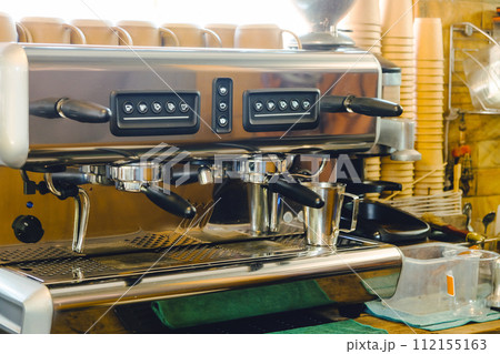 Professional coffee machine in coffeeshop 112155163