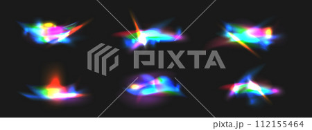 Crystal rainbow optical leak glare reflection effect on black 112155464