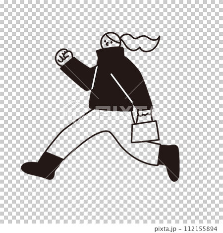 走っている女性の線画ベクター 112155894