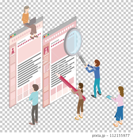 ブログ記事を書く人と見る人のイラスト 112155977