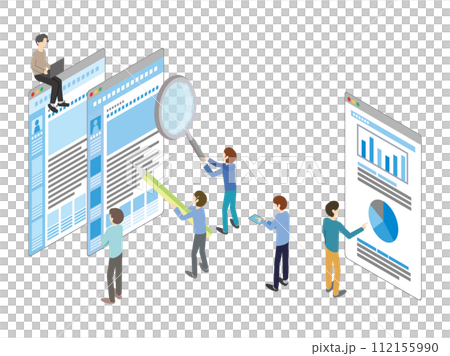 Illustration of a person writing a blog article and a person viewing it Illustration of a person writing a blog article and a person viewing it 112155990