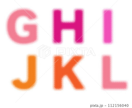 ハーフトーンのアルファベットのセット　G H I J K L　カラー 112156040