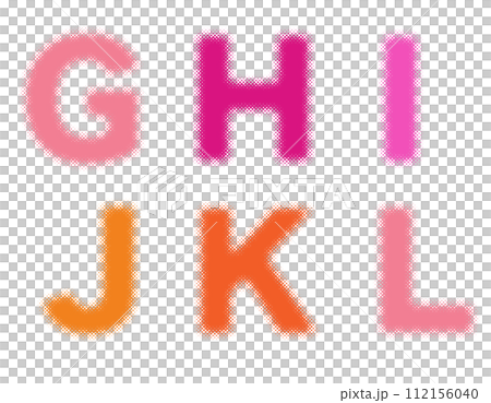 ハーフトーンのアルファベットのセット　G H I J K L　カラー 112156040