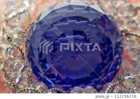 クリスタルガラス_ガラス_玉_青色 112156216